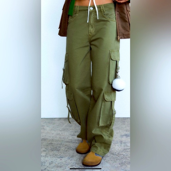 ZARA Women’s Green Cargo Pants - Size 2 - NEW - Picture 2 of 5